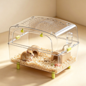 65cm Large Luxury Hamster Cage, Transparent PET+ABS Hamster Enclosure for Small Pets