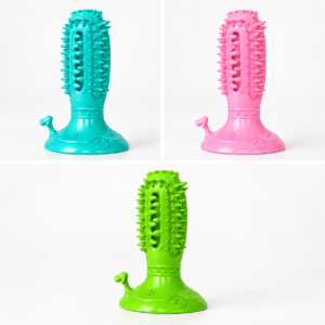 Classic Squeaky Dog Toothbrush Chew Toy with Suction Base