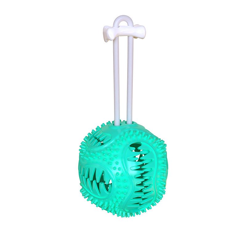 Squeaky Dog Treat Dispensing Ball with Rope & Bell - 图片 3
