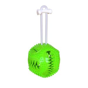 Squeaky Dog Treat Dispensing Ball with Rope & Bell