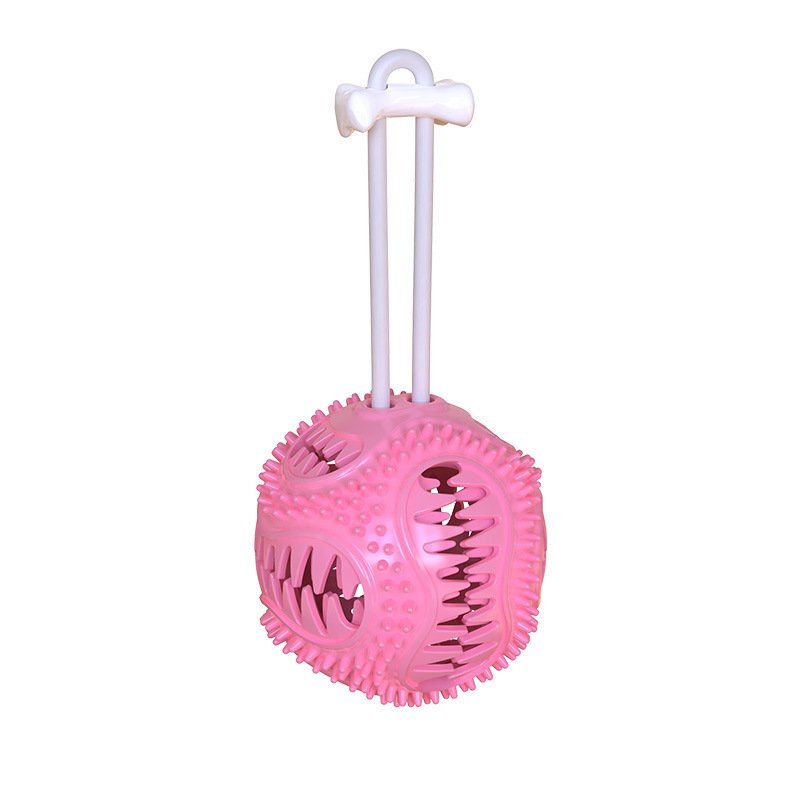 Squeaky Dog Treat Dispensing Ball with Rope & Bell
