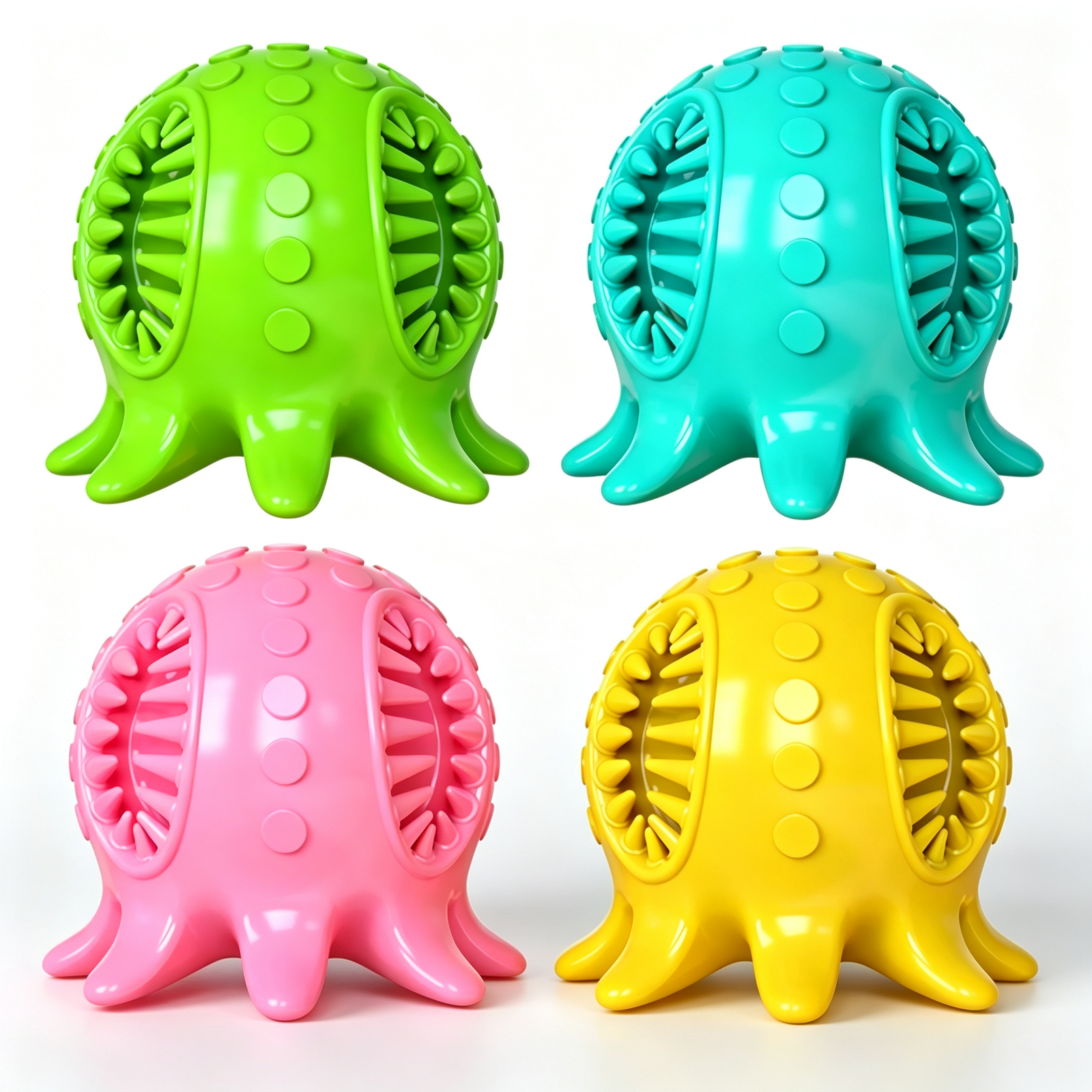 Octopus Shape Squeaky Dog Chew Toy, Treat Dispensing Dental Molar Ball for Aggressive Chewers - 图片 2