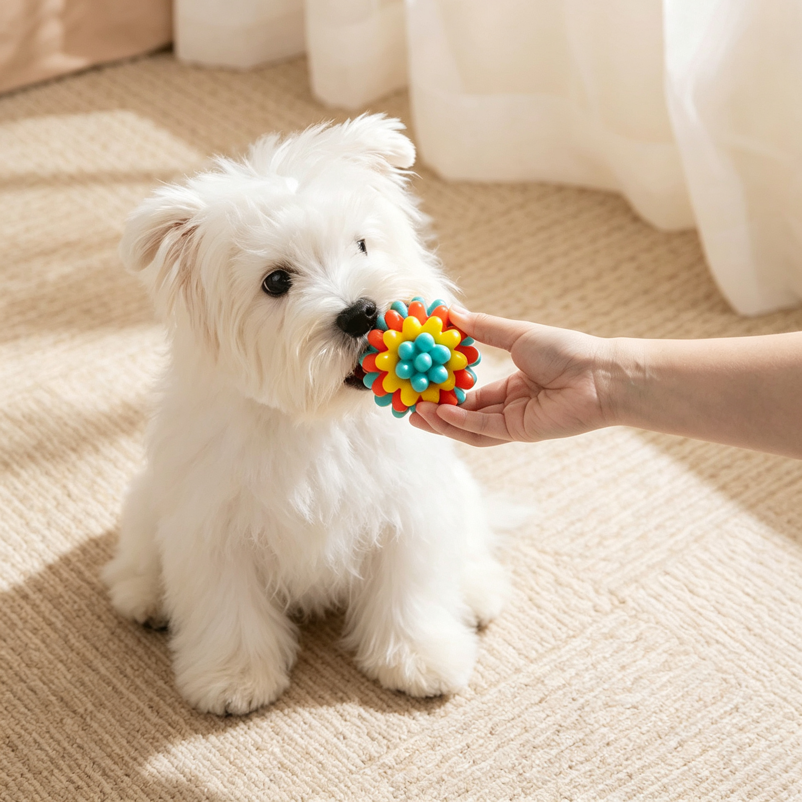 Colorful Durable Dog Chew Ball, Spiky Textured Dental Toy for Dogs - 图片 2