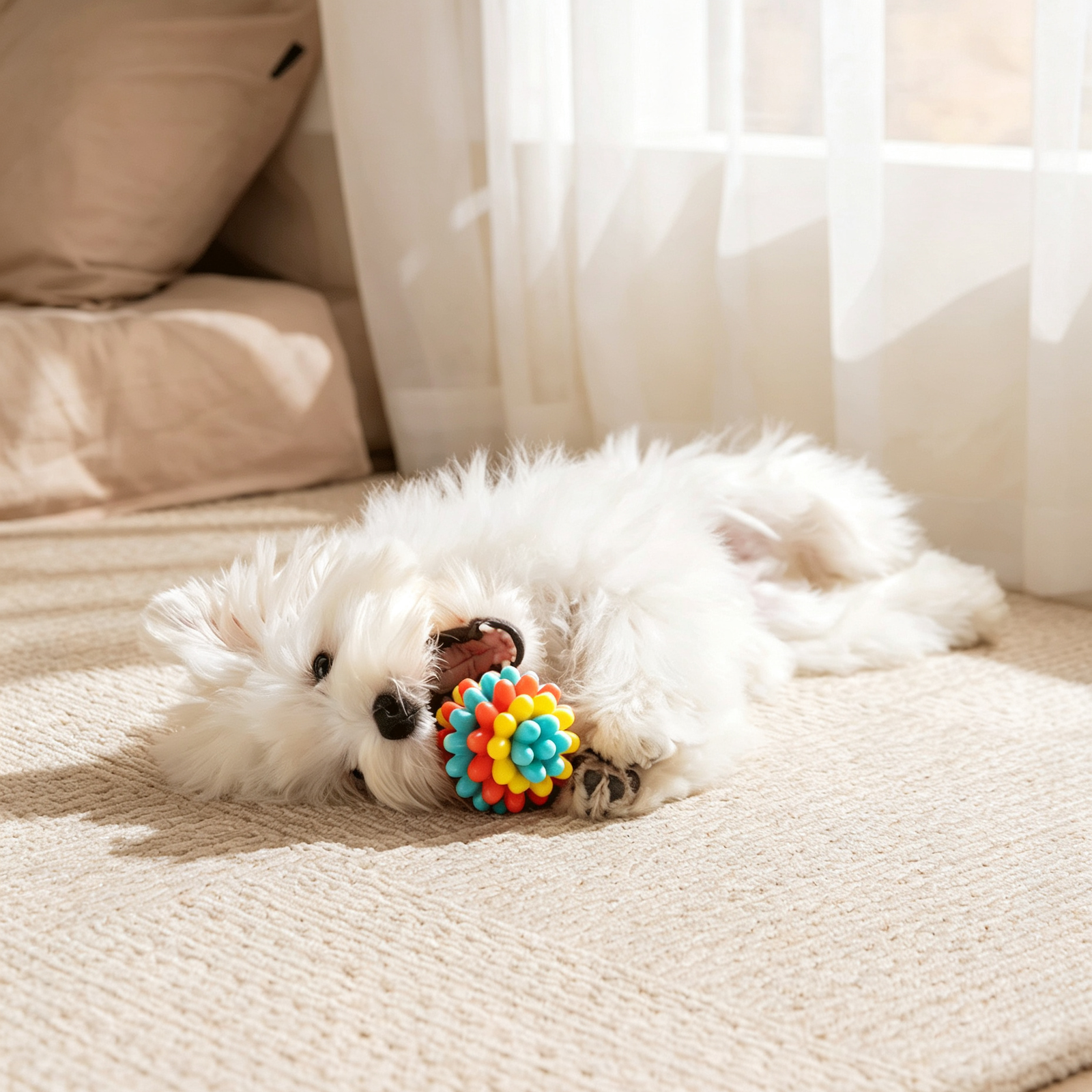 Colorful Durable Dog Chew Ball, Spiky Textured Dental Toy for Dogs - 图片 3