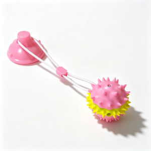 New Squeaky Suction Cup Dog Ball Toy, Interactive Treat Dispensing Tug Toy with Rope