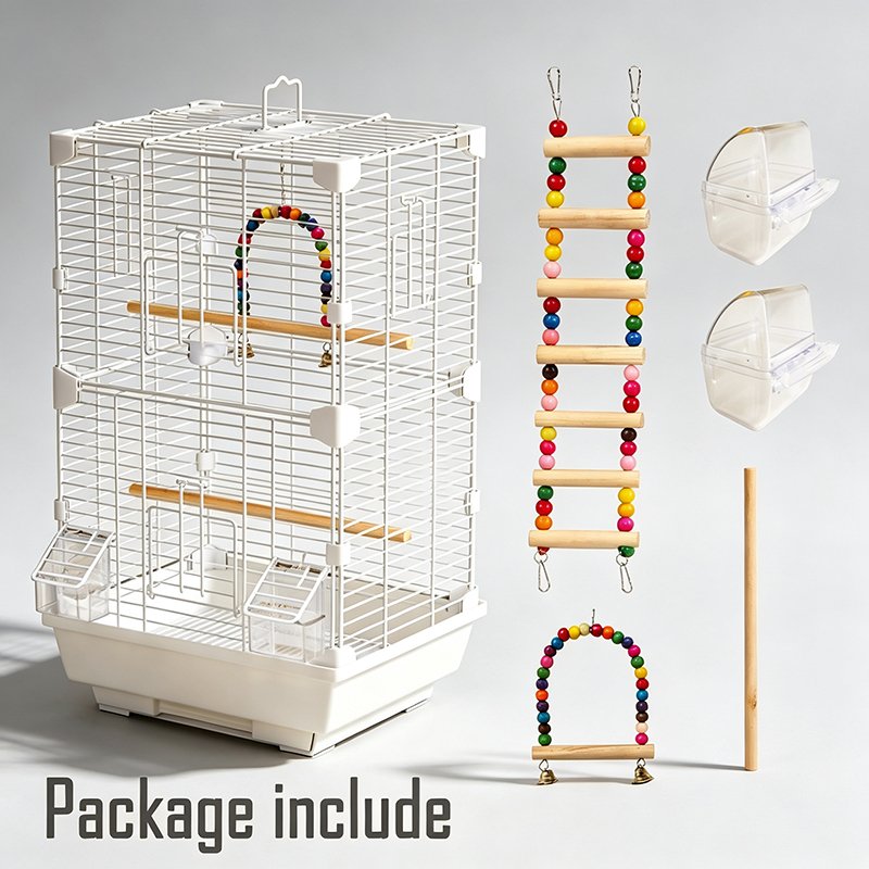 Versatile White Pet Bird Cage - 图片 3