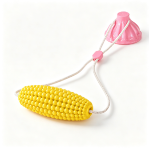 Suction Cup Corn Dog Chew Toy, Interactive Tug-of-War Dental Toothbrush with Leaking Food Function