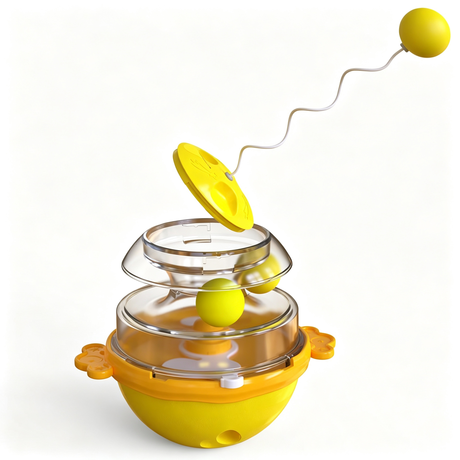 Cat Tumbler Track Ball Toy, 2-in-1 Interactive Treat Dispenser & Wand Toy - 图片 4