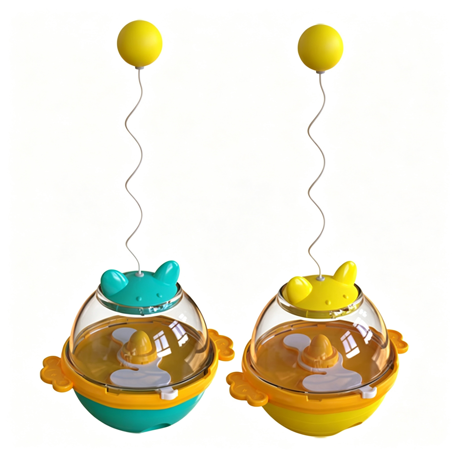 Interactive Cat Treat Dispenser Tumbler Toy with Wiggly Ball