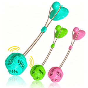 Squeaky Dog Treat Dispensing Ball with Strong Suction Cup