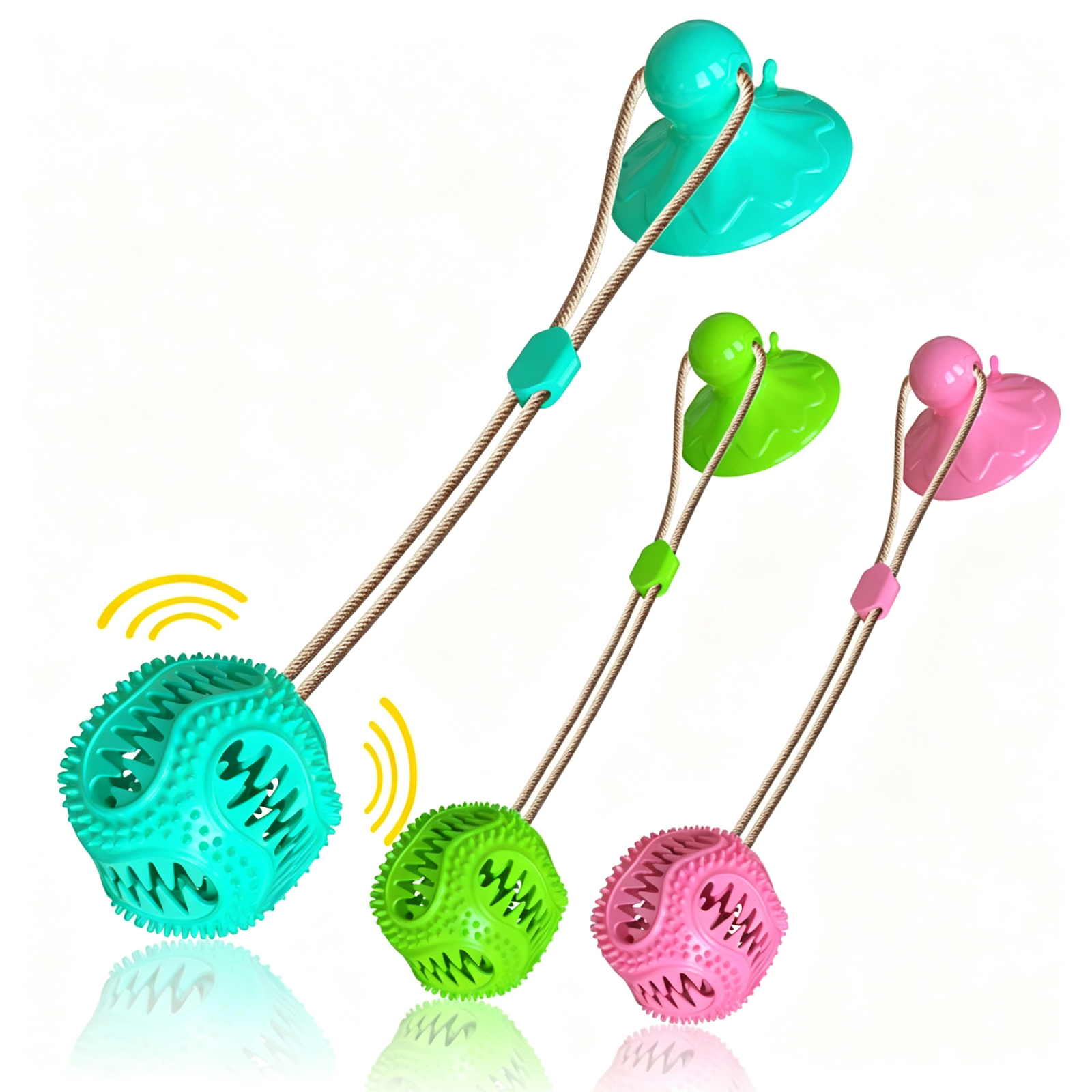 Squeaky Dog Treat Dispensing Ball with Strong Suction Cup