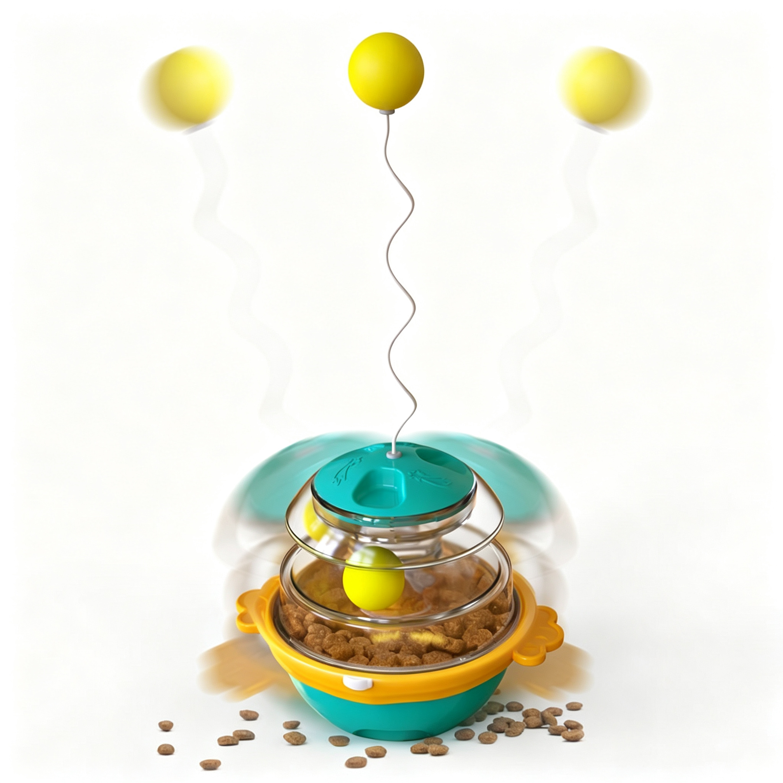 Cat Tumbler Track Ball Toy, 2-in-1 Interactive Treat Dispenser & Wand Toy - 图片 3
