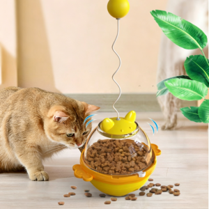 Interactive Cat Treat Dispenser Tumbler Toy with Wiggly Ball