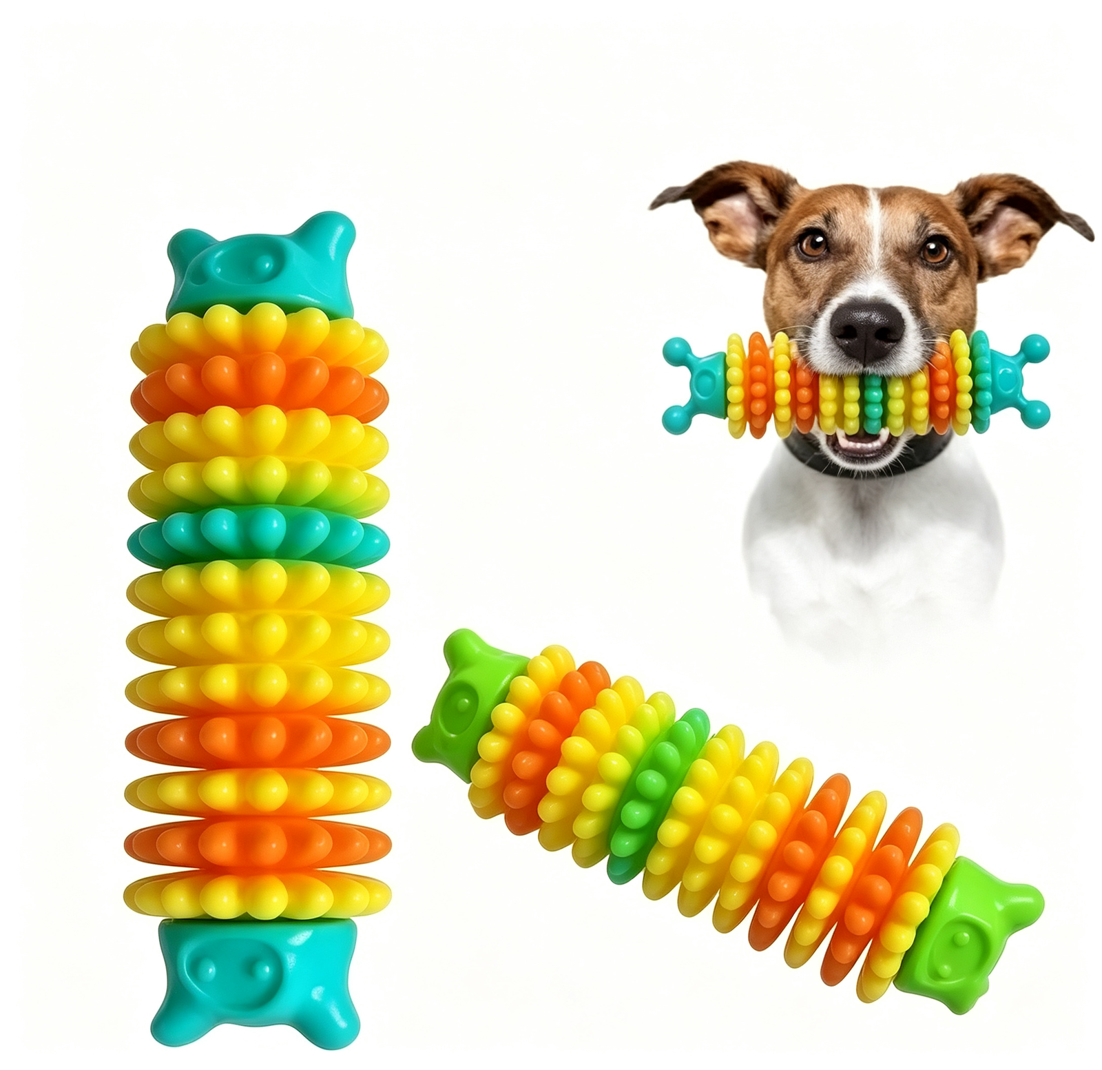 Antenna Caterpillar Dog Chew Toy, Textured Dental Toothbrush for Teeth Cleaning & Teething - 图片 3
