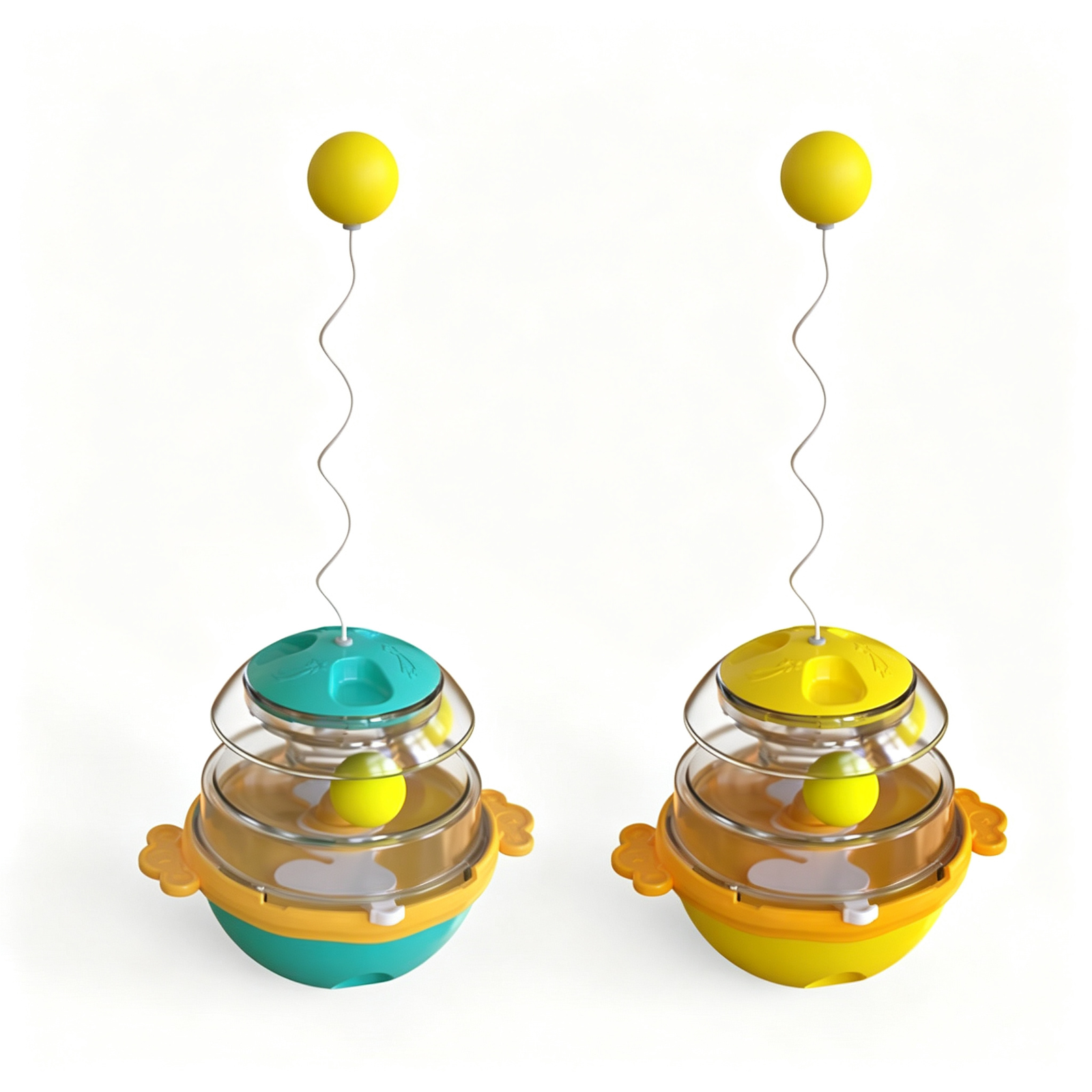 Cat Tumbler Track Ball Toy, 2-in-1 Interactive Treat Dispenser & Wand Toy