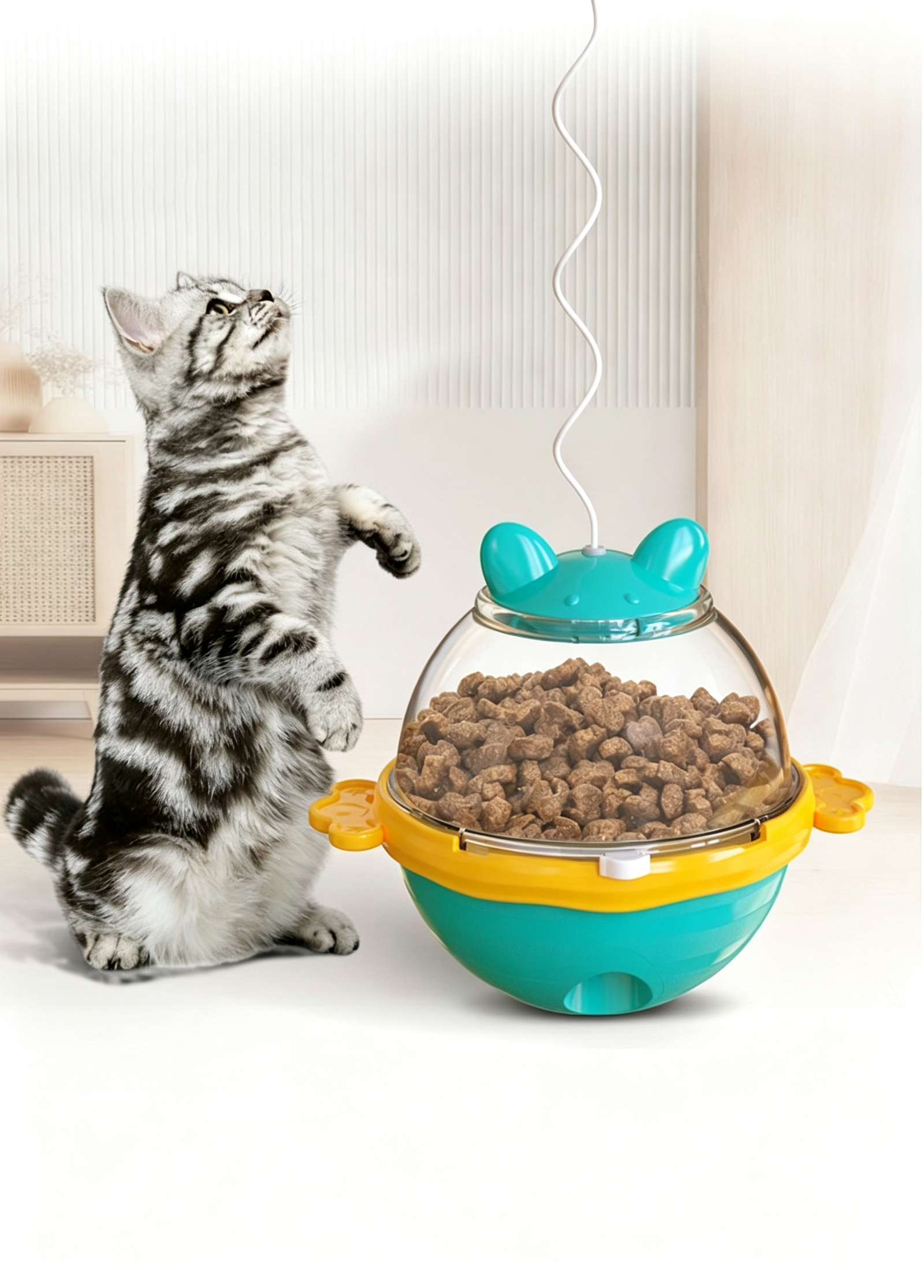 Interactive Cat Treat Dispenser Tumbler Toy with Wiggly Ball - 图片 4