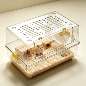 70cm Large Luxury Hamster Cage, Transparent PET+ABS Hamster Enclosure for Small Pets